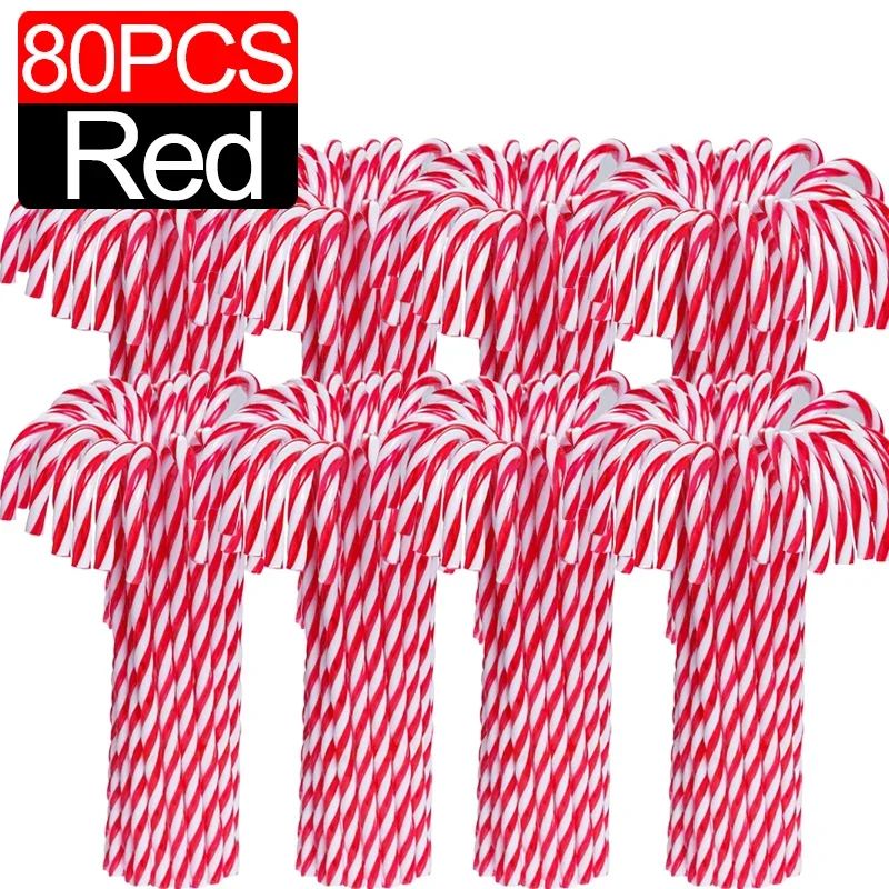 Acrylic Candy Cane Pendant Xmas Tree Twisted Crutch Hanging Ornament Happy New Year Christmas Party Home Decoration Red Green
