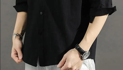 Casual Linen Cotton Shirt Men's Loose Sleeveless Top Chinese Style Autumn Outerwear Comfortable Breathable Men's Casual Shirt