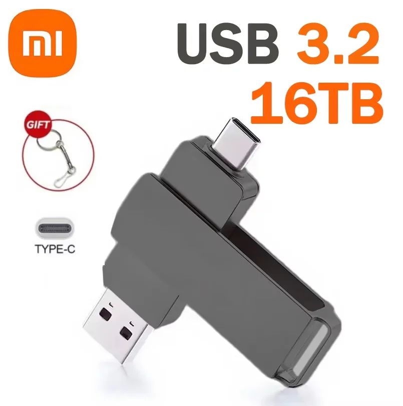 Xiaomi 16TB USB 3.2 Flash Drive 520MB/s High Speed 2 in 1 Type C OTG Pen Drive Waterproof Large Storage for Phone Computer PC