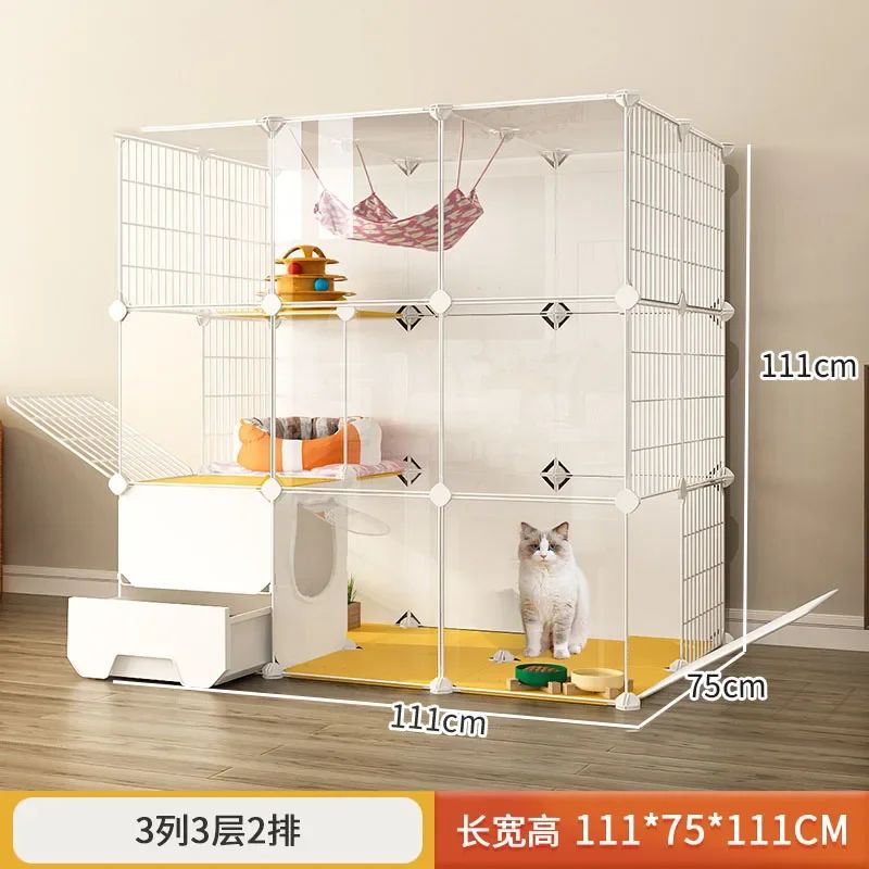 -Luxury Cat Cage Home Indoor Livingroom Balcony Cats Villa Super Large Free Space Kitten Pet House with Climbing Frame