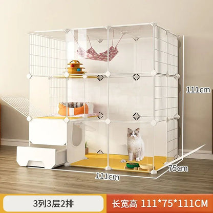 -Luxury Cat Cage Home Indoor Livingroom Balcony Cats Villa Super Large Free Space Kitten Pet House with Climbing Frame