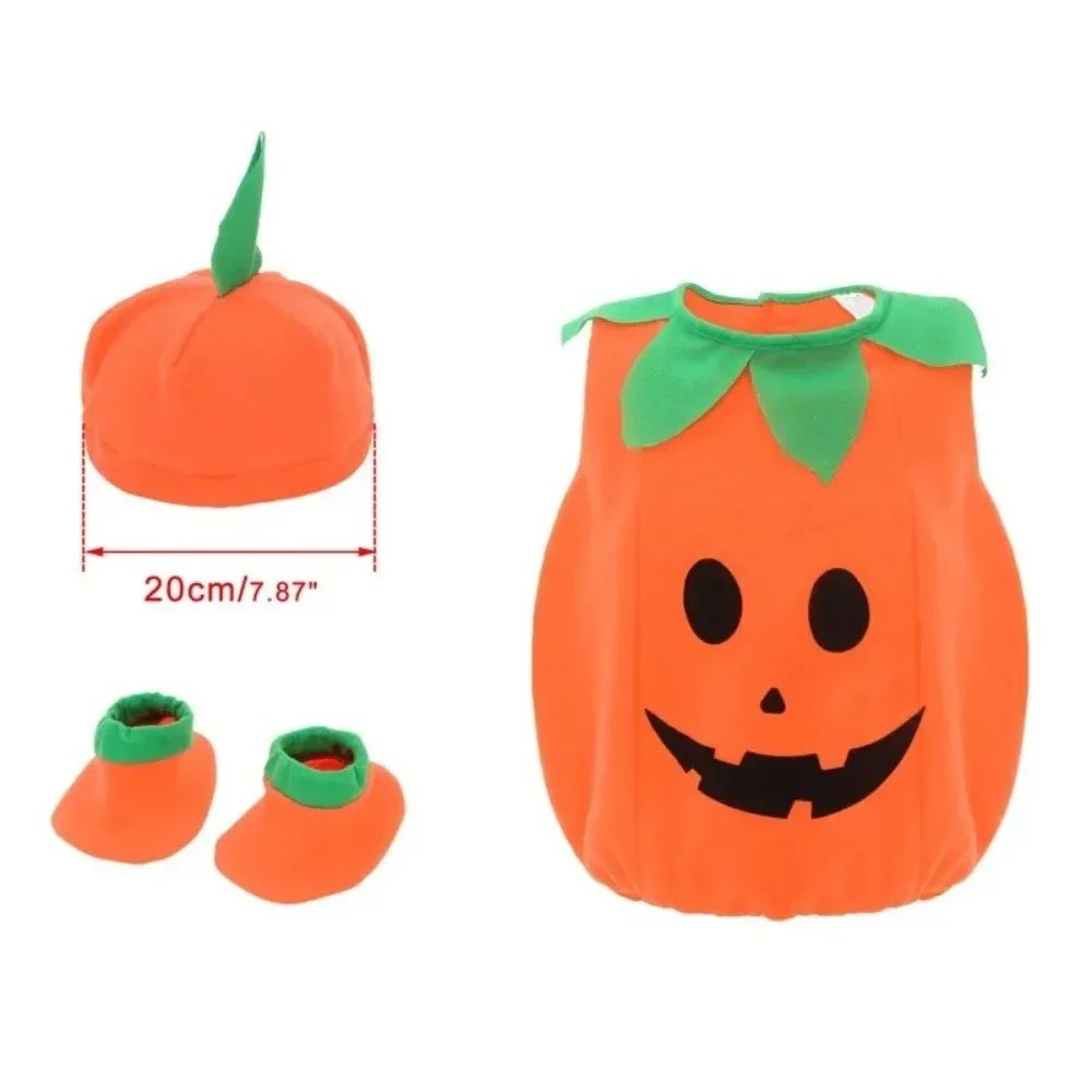 Kids Romper Costume Pumpkin Halloween Cosplay Party Boys Girls Stage Performance With Bags Holiday Clothing