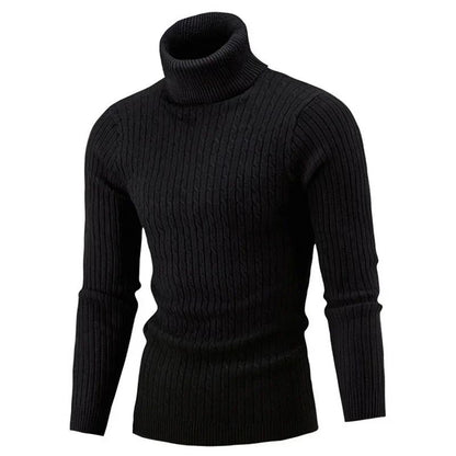 2025 Men's Warm Sweater Long Sleeve Turtleneck Sweater Retro Knitted  Pullover Sweaters