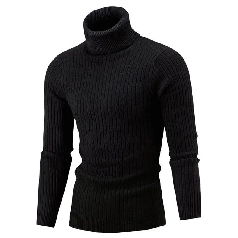2025 Men's Warm Sweater Long Sleeve Turtleneck Sweater Retro Knitted  Pullover Sweaters