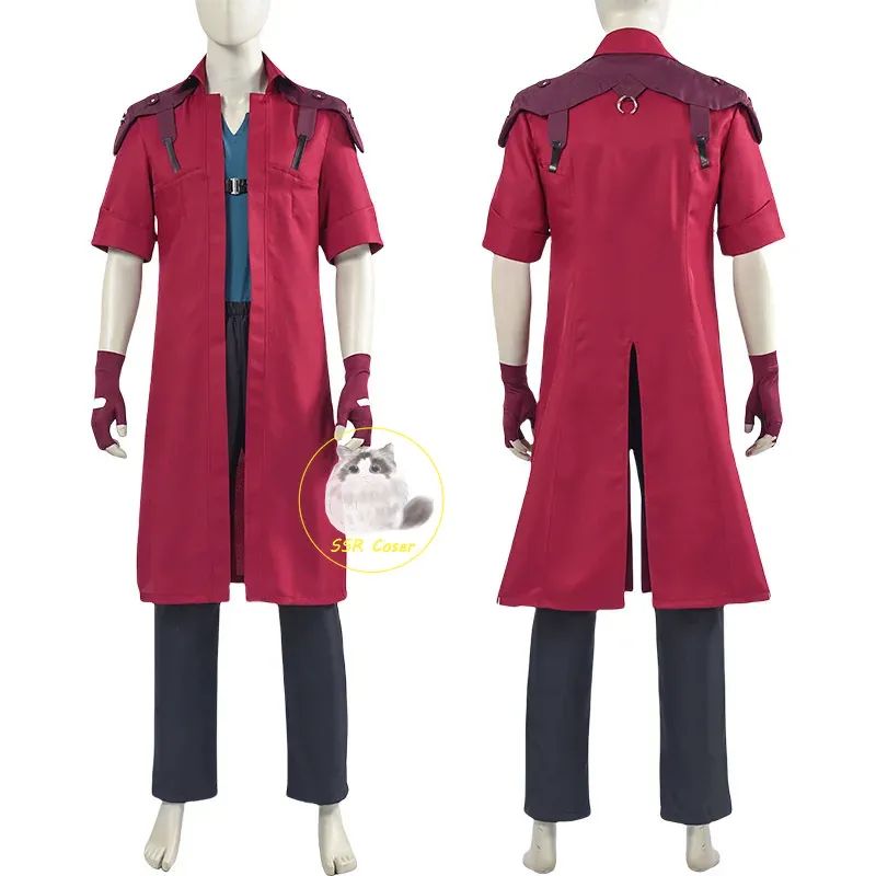 DMC 5 Dante Cosplay Wig Uniform Costumes Disguise for Adult Men Long Windbreaker Gloves Roleplay Outfits Halloween Carnival Suit