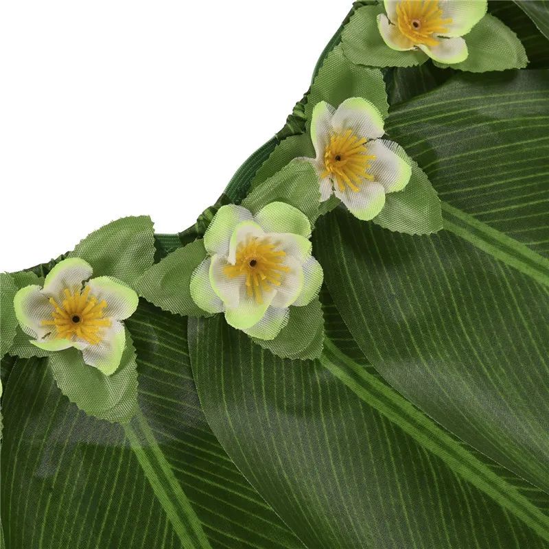 Hawaiian Tropical  Artificial Leaves Floral Boho Beach Dance Skirts Summer Short Hula Grass Party Luau Skirt Costume Sundress