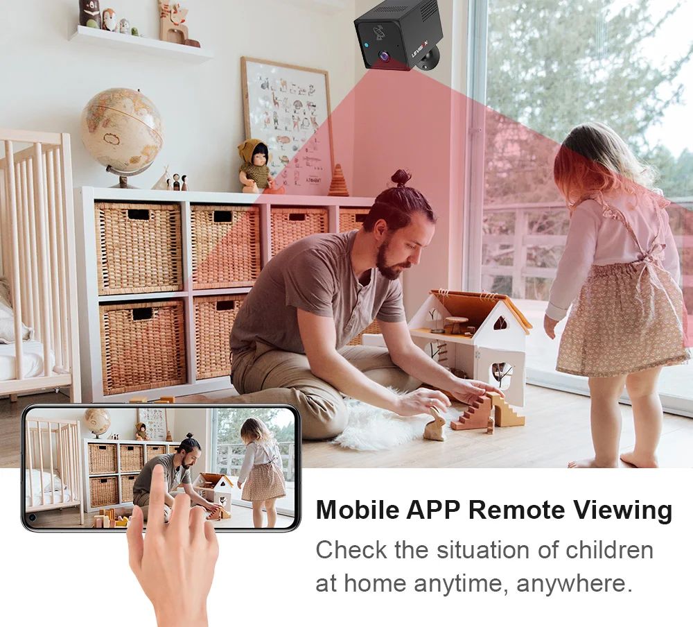 LS VISION Ubox CCTV Camera 4MP 4G Sim Card Or Wifi Home Surveillance Camera Intercom Radar Detection  Mini Baby Security Cam 2K