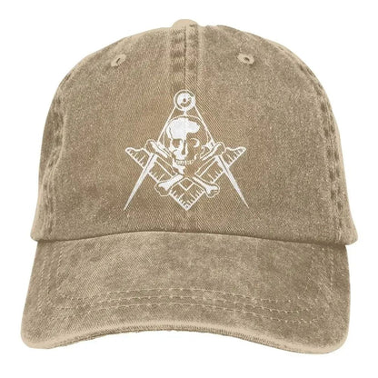Masonic Skull Crossed Bones Master Mason Shriner Scottish Rite F A M Washed Denim Baseball Cap Trucker Hats Headwear