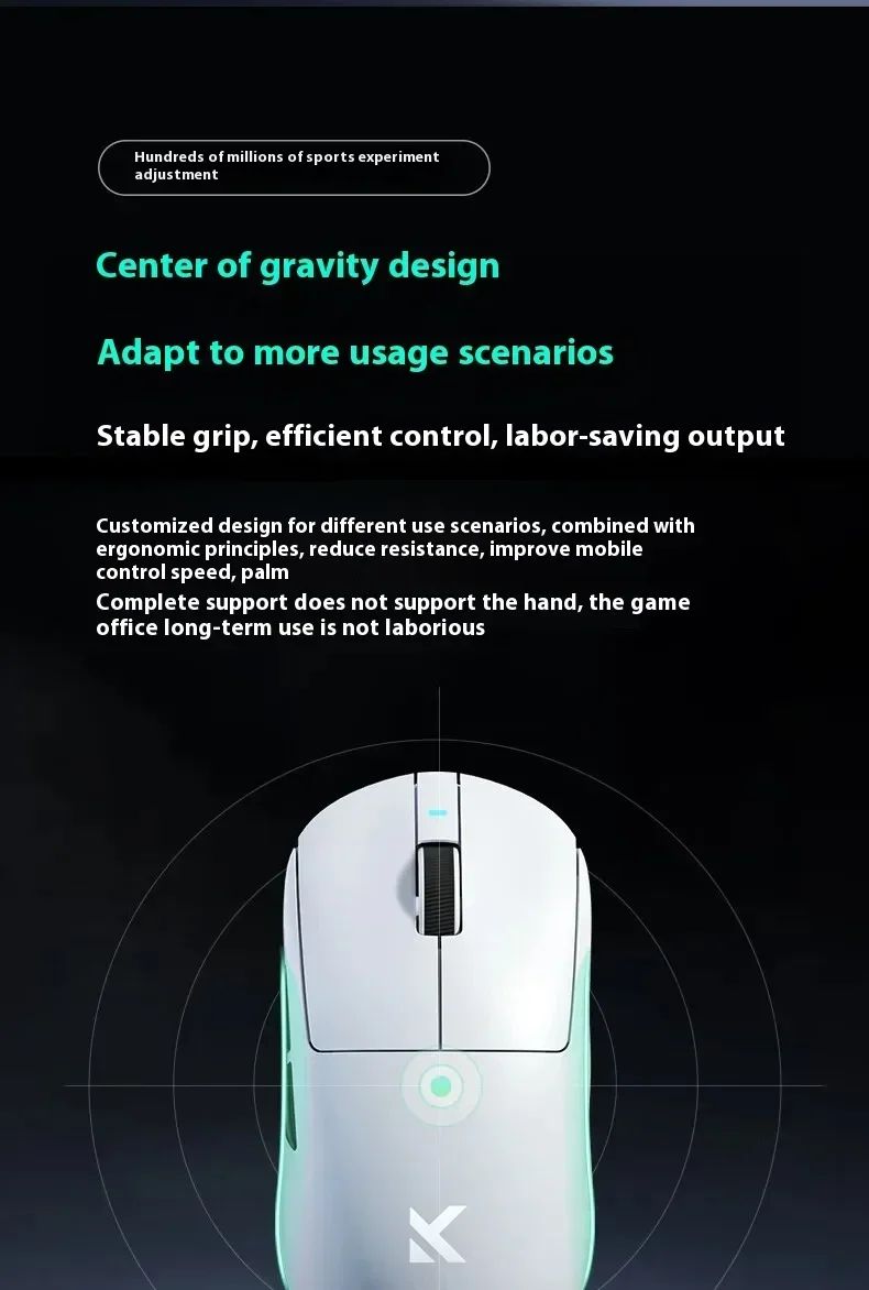 Mouse sem fio MCHOSE A7 Pro Ultra Tri-Mode para jogos E-sports PAW3950 Leve 42000dpi 8K Baixa Latência Ergonômico 500mAh