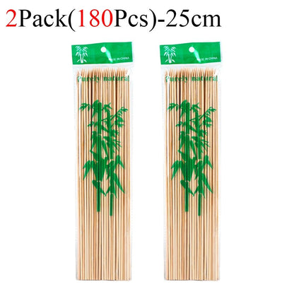 90/450pcs Bamboo Stick Food Grade Bamboo Skewer Sticks Disposable Natural Wood Long Stick Barbecue Fruit BBQ Tools 15/20/25/30cm