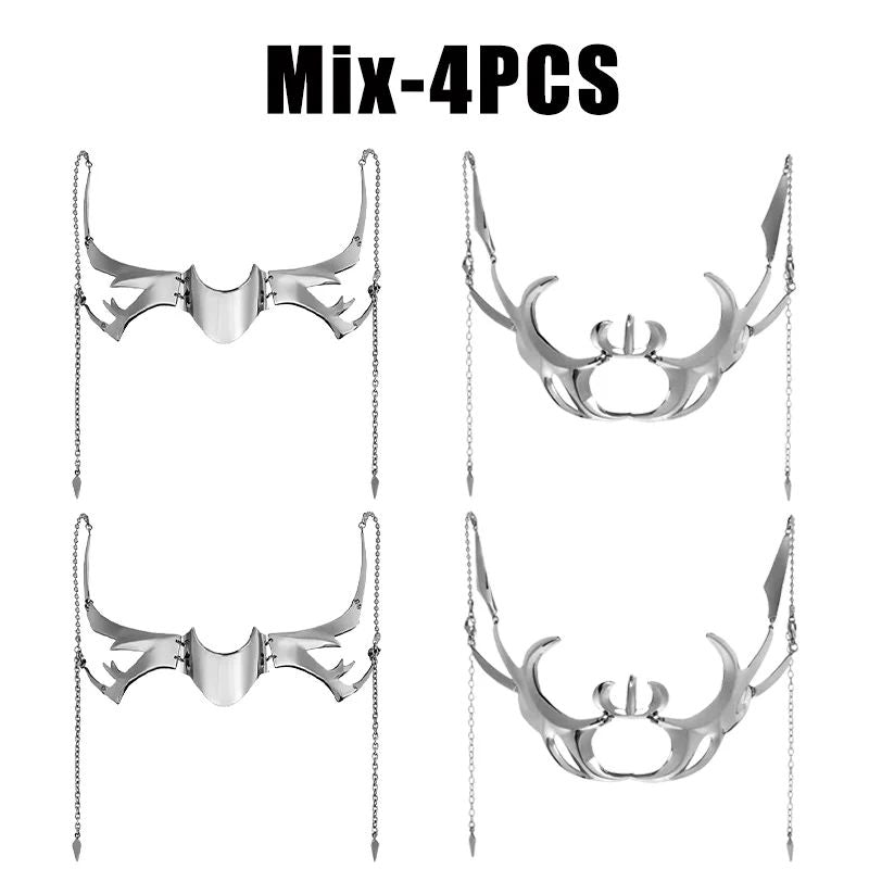 Exaggerate Cyberpunk Luxury Women Mask Fashion Metal Chain Nose Face Ornament Trendy Jewelry Masquerade Accessories Gifts