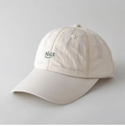 SS25 Korean Baseball Cap with Letter Embroidery & Gingham, Quick-Dry Minimalist Casual Unisex Hat for Daily Use