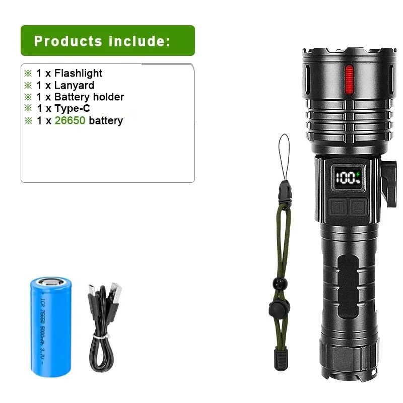 XHP390 Most Powerful Flashlight Usb Rechargeable Led Torch Strong Light Military Tactical Flashlights With Magnet Lantern