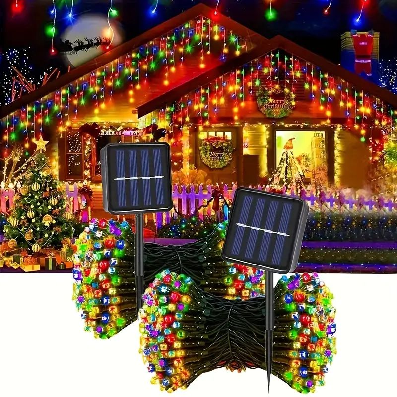 Solar String Lights Outdoor LED Fairy Lights with 8 Modes Solar Powered Hanging Lights for Patio Garden Party Christmas Decor