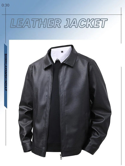 Men's New Leather Jacket Mens Top Windproof Casual Jacket Spring and Autumn Slim Fit Lapel Casual Jacket Bomber Coat