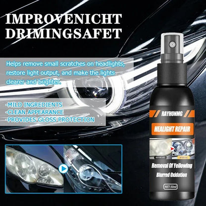 Spray Restaurador de Faróis para Carro Revestimento Anti-Oxidação Agente Polidor de Lâmpadas de Carro Restauração de Arranhões Limpeza de Sujeira