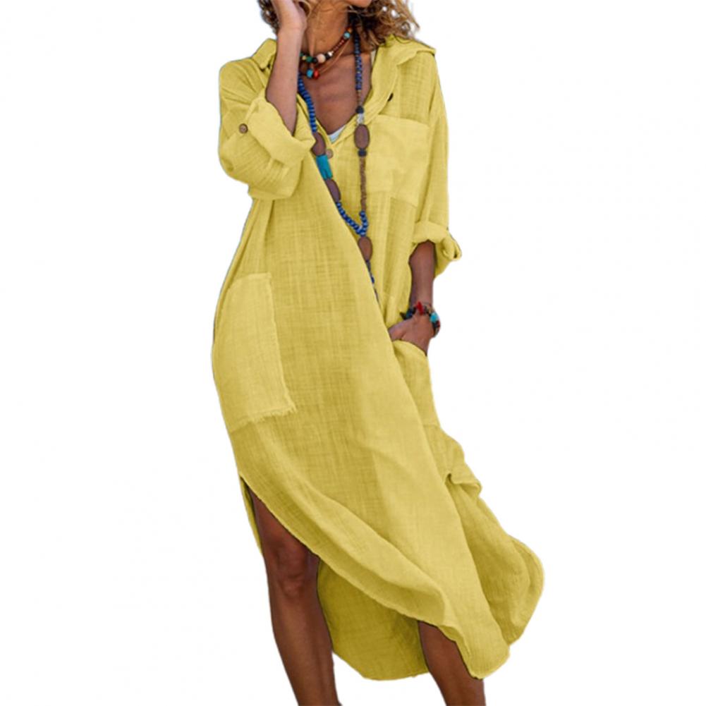 Shirt Dress for Women Linen Cotton Clothing 2022 Spring Summer Casual Vintage Ov