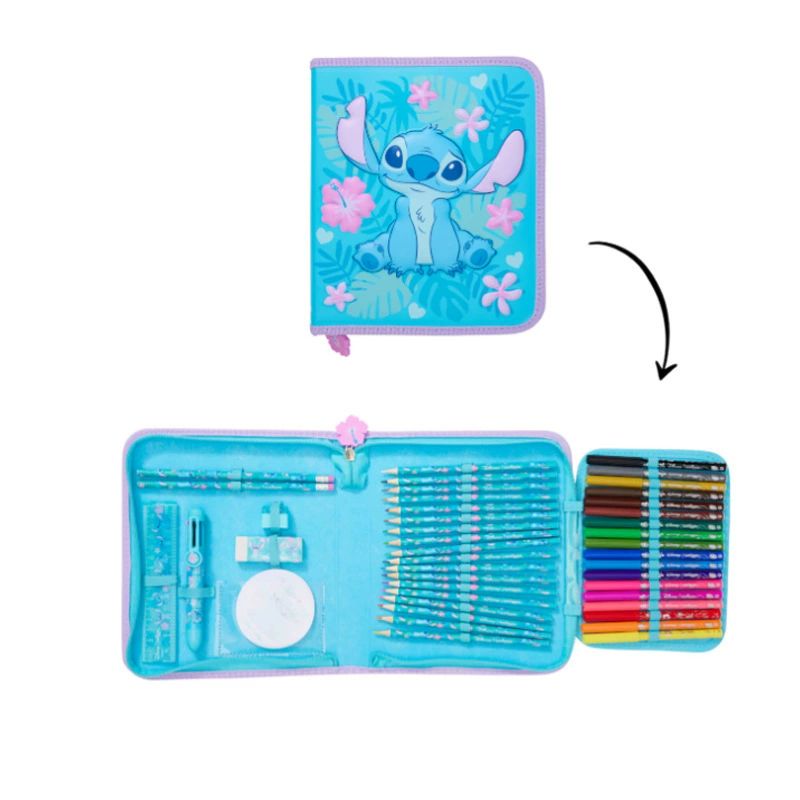 Miniso Disney Stitch Kawaii Children Schoolbag Set Cartoon Student Bookbag Lunch Bag Pen Case Casual High Capacity Backpack Gift