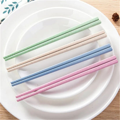 1 Pair of Wheat Straw Chopsticks Healthy Tableware Non-slip Chinese Chopsticks Kitchen Tools Reusable Sushi Food Tableware