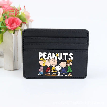 Bolsa Moedeiro Snoopy Peanuts Anime Porta Cartão de Crédito Passaporte Carteira de PU Capa para Cartões de Identificação Bolsa Presente de Aniversário para Crianças Homens Mulheres