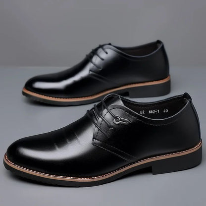 High Quality Leather Formal Men Dress Shoes Breathable Mens Casual Shoes Italian Luxury Brand Lace-Up Non-slip Men Driving Shoes