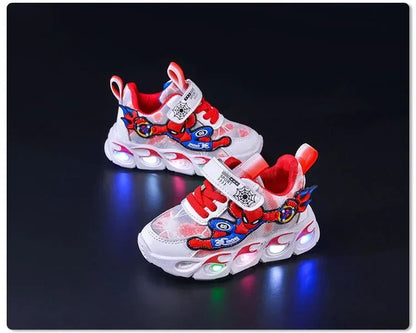 Disney Fashion Spiderman Baby Boys Spring/Autumn Lighted Trendy Kids Boy Sports Casual Children's Sneakers