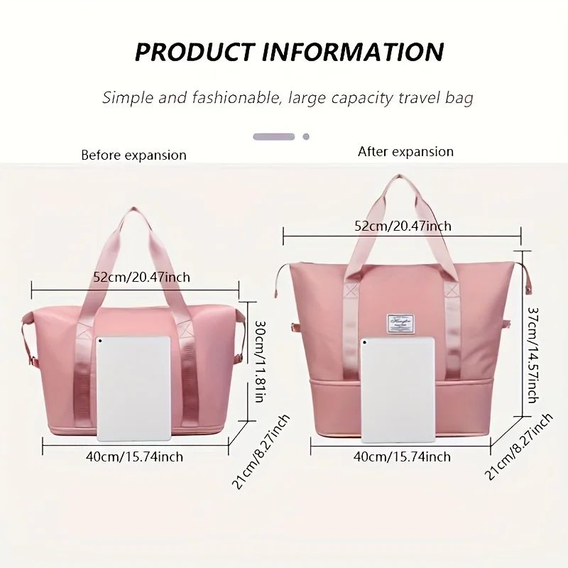 Large Capacity Women'S Duffle Bag, Nylon Gym & Travel Tote, Lightweight Luggage Handbag, Versatile Sports Bag, Casual Style