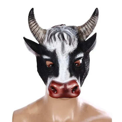 PU Foam 3D Realistic Animal Cow Head Mask Carnival Easter Party Performance Prop Half Face  Halloween Mask Cosplay Mask