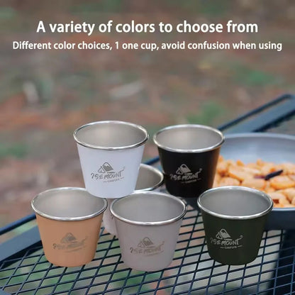 Conjunto de 4 Canecas de Aço Inoxidável, para Acampamento ao Ar Livre, Caneca de Café Empilhável para Viagem, Piquenique, Churrasco, Caminhada - Presente de Feriado
