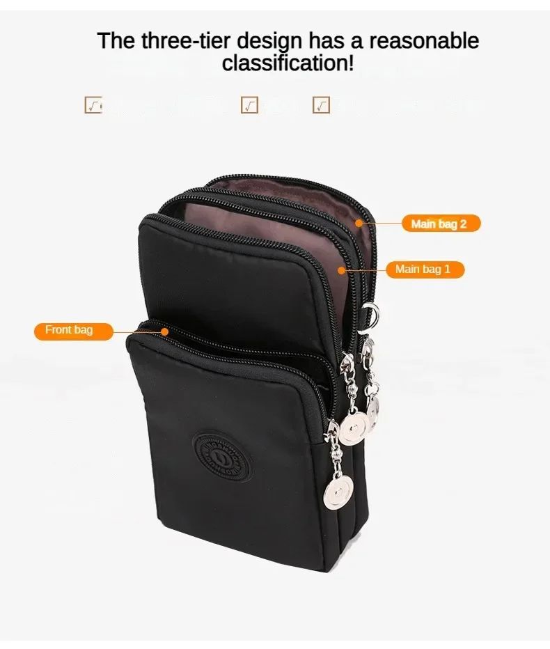New Women Mobile Phone Bag Nylon Cell Phone Bag Coin Purse Strap Shoulder Bag Small Crossbody Bags for Women Wallet Travel Purse