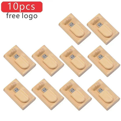 JASTER 10 unidades/lote (LOGOTIPO personalizável) Pen Drive USB 2.0 de Madeira 4GB 8GB 16GB 32GB 64GB 128GB Memory Stick Presente de Casamento