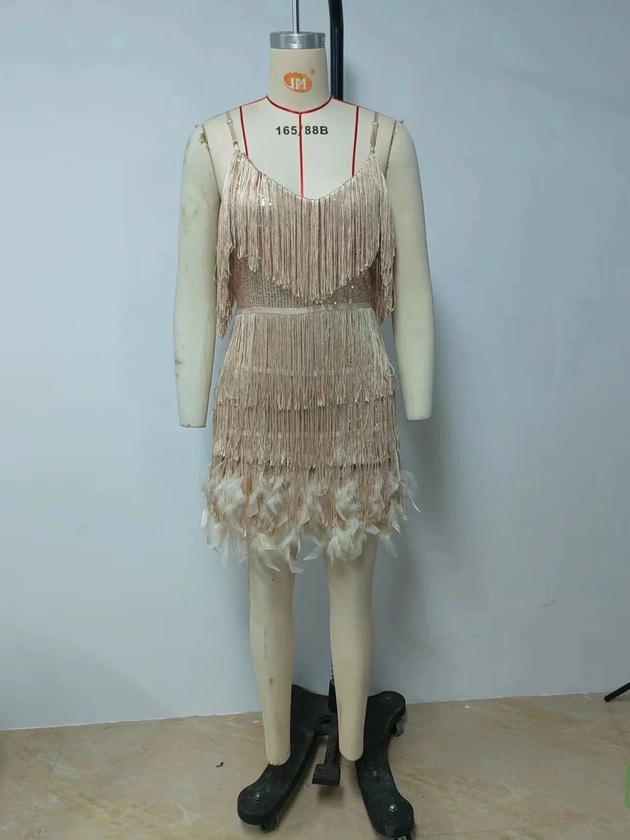 2024 Summer New Fashionable Framed Sequins Feather Patchwork Dress Colorful Amazon Direct Sales Women's Sleeveless Dress