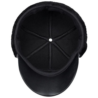 Chapéu de Inverno Quente Masculino Couro Preto Pelo Boné de Beisebol Masculino Snapback Feminino Casquette Bones Chapéu de Pai Gorras Abas para Orelhas Chapéu Grosso