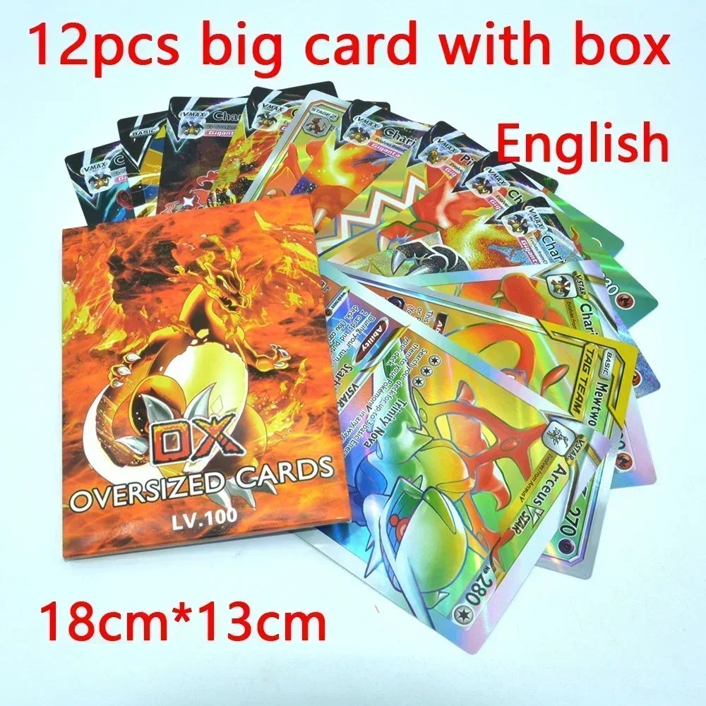 Pokemon 21*15cm Cartas Grandes Arco-Íris Pacote Vstar Letras Gigantes Jumbo Espanhol Alemão Francês Vmax GX Arceus Charizard Carta Rara