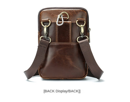 New Men's Cow Leather Chest Bag Man Small Shoulder Casual Male Crossbody Waist Bag