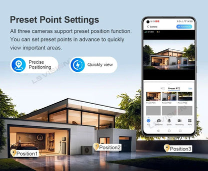 LS VISION 20MP 10X Optical Zoom Three PTZ Lens Solar Camera Outdoor WiFi/4G Three Screen Auto Tracking Security Cameras V380 Pro