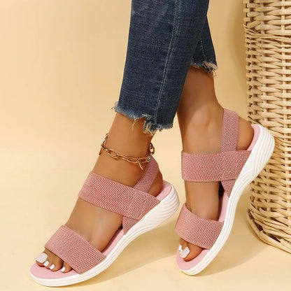 Women's Knit Elastic Cloth Wedge Sandals Slip On Lightweight Walking Sandals Women Plus Size Comfortable Summer Shoes Woman 2024