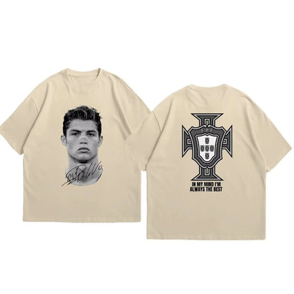 Cristiano Ronaldo Soccer Superstar Super Fashion Print Short Sleeve Cotton T-shirt Men Women Worn American Style