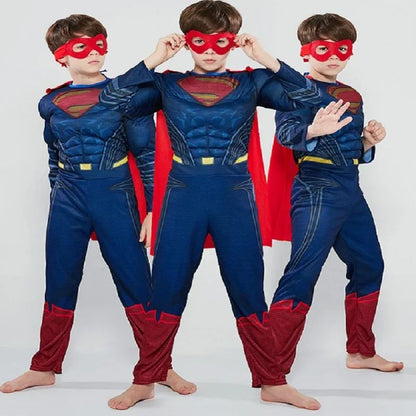Kids Super Halloween Cosplay Costumes Boys Anime Superhero Party Role Play Dress Up Muscle Suit Children Hero Jumpsuit Outfit
