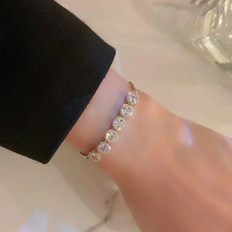 Pulseira de Tulipa de Opala Requintada com Zircônia para Mulheres Acessório Diário Personalizado da Moda Joias para Festas Presentes de Aniversário