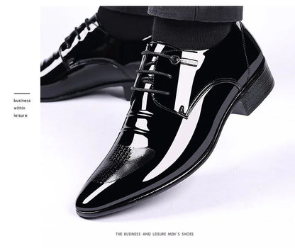 Luxury Business Oxford Leather Shoes Men Breathable Patent Leather Formal Shoes Plus Size Man Office Wedding Flats Male Black