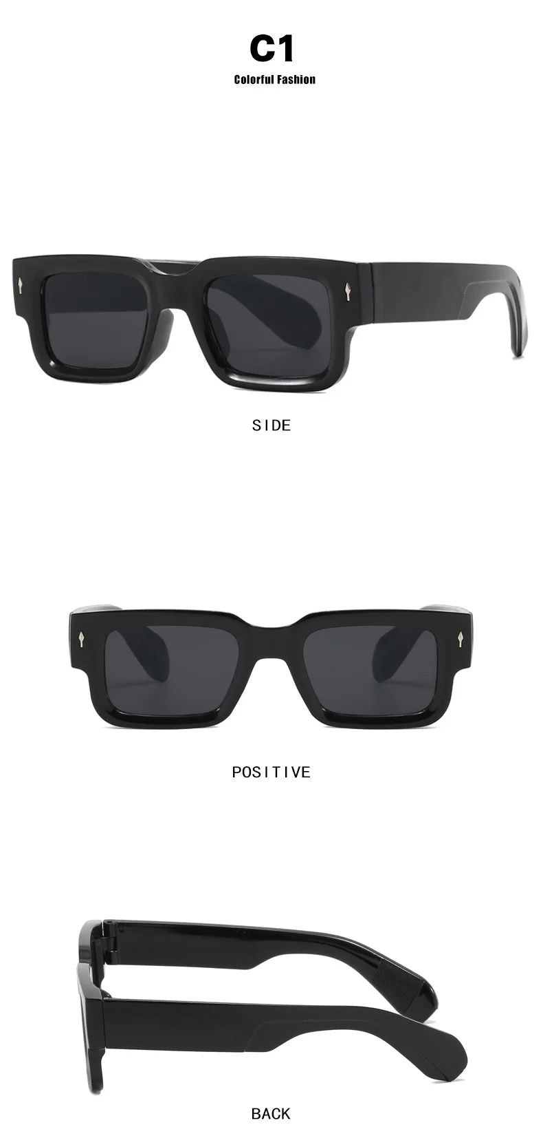 Retro Men Square Sunglasses For Women Vintage Luxury Rivet Designer Sun Glasses Fashion Arrow Shades UV400 Eyeglasses