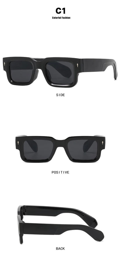 Retro Men Square Sunglasses For Women Vintage Luxury Rivet Designer Sun Glasses Fashion Arrow Shades UV400 Eyeglasses