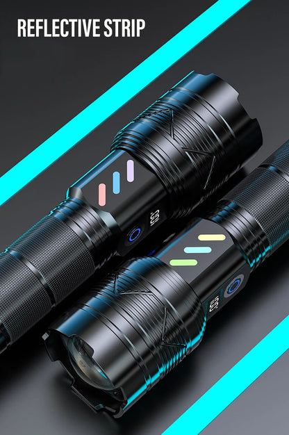 800000lm High Power Strong Light Long Range LEP Flashlight USB Charging 26650 Battery Outdoor Telescopic Zoom Super Bright Torch