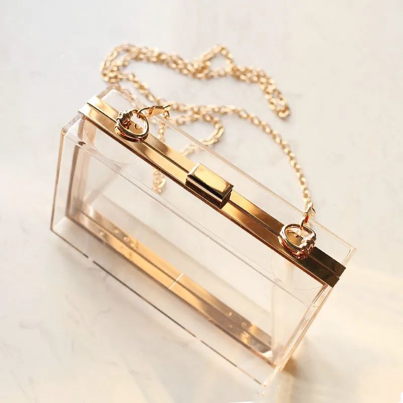 Clear Acrylic Box Evening Clutch Bags Women Boutique Chain Transparent Woman‘s Clutch Bag Purse and Handbags Wedding Party Ins