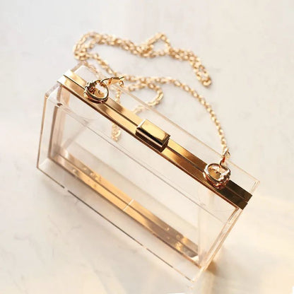 Clear Acrylic Box Evening Clutch Bags Women Boutique Chain Transparent Woman‘s Clutch Bag Purse and Handbags Wedding Party Ins