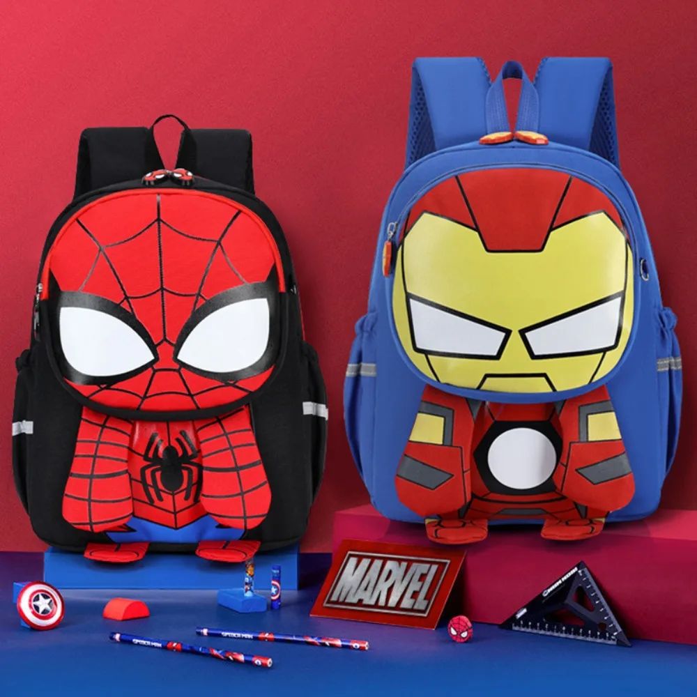 Mochila Infantil Escolar de Capitão América Homem Aranha Homem de Ferro Fofa Desenho Animado para Meninos Leve para Jardim de Infância