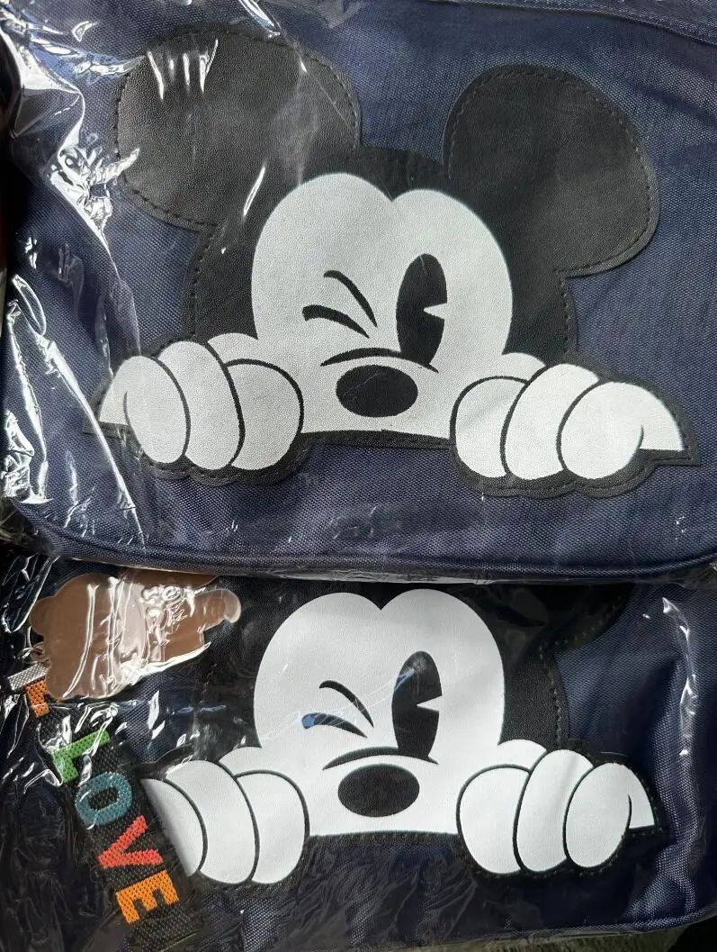 Bolsas de Tutoria Disney para Estudantes Mochila Escolar Multifuncional de Desenho Animado Mickey Bolsa de Mão Necessaire Pasta Escolar Quadrada
