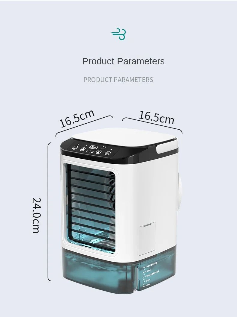 Ventilador Portátil de Mesa com Ar Condicionado Duplo Spray Atomização Ultrassônica 3 Velocidades Mudo Refrigerador de Ar Luz Noturna Ventilador Elétrico para Casa