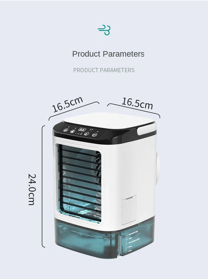 Ventilador Portátil de Mesa com Ar Condicionado Duplo Spray Atomização Ultrassônica 3 Velocidades Mudo Refrigerador de Ar Luz Noturna Ventilador Elétrico para Casa